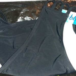 Black Strappy Side Black Bikini Bottoms